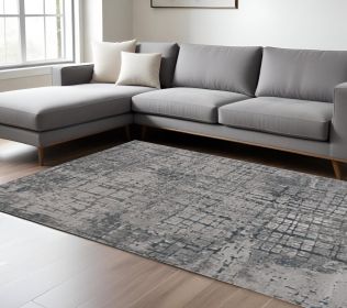 10' X 13' Gray and Ivory Abstract Area Rug