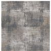 10' X 13' Ivory Navy and Gray Abstract Area Rug