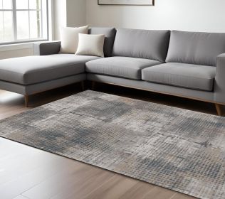 10' X 13' Ivory Navy and Gray Abstract Area Rug