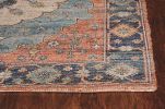 9' X 12' Blue Orange And Black Jute Medallion Hand Woven Area Rug