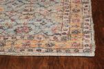 2' X 4' Blue And Beige Jute Floral Hand Woven Area Rug