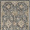 2' X 3' Sage And Slate Gray Wool Floral Medallion Area Rug
