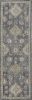 7' Sage And Slate Gray Wool Floral Medallion Runner Rug
