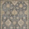 8' X 11' Sage And Slate Gray Wool Floral Medallion Distressed Area Rug