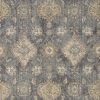 9' Sage And Slate Gray Wool Floral Medallion Distressed Round Rug