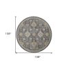 9' Sage And Slate Gray Wool Floral Medallion Distressed Round Rug