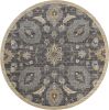 9' Taupe Orange And Gray Wool Floral Distressed Round Rug