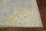 7' X 10' Slate Gray And Orange Wool Medallion Area Rug