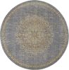 9' Slate Gray And Orange Wool Medallion Distressed Round Rug