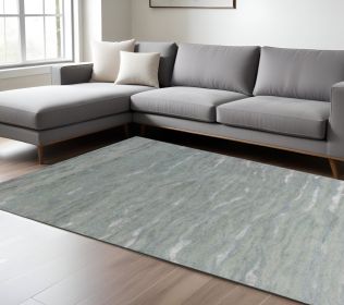 8' X 10' Slate Gray And Ivory Wool Abstract Hand Tufted Area Rug