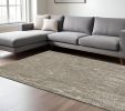 8' X 10' Sand And Gray Abstract Hand Tufted Area Rug