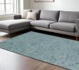 8' X 10' Blue And Beige Wool Abstract Hand Tufted Area Rug