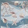 5' X 8' Beige Ivory And Brown Seashell and Coral Hand Hooked Area Rug