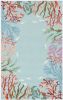 2' X 3' Blue Red And Pink Fish and Coral Hand Tufted Area Rug