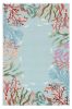 2' X 4' Blue Red And Pink Fish and Coral Hand Tufted Area Rug