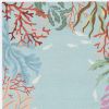 5' X 8' Blue Red And Pink Fish and Coral Hand Tufted Area Rug