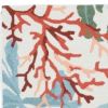 5' X 7' Ivory Red And Pink Fish and Coral Hand Tufted Area Rug
