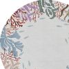 8' Ivory Red And Pink Fish and Coral Hand Hooked Round Rug