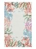 8' X 10' Ivory Red And Pink Fish and Coral Hand Hooked Area Rug