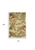 4' X 6' Brown Green And Red Wool Tropical Botanical Hand Tufted Area Rug