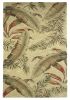 4' X 6' Brown Green And Red Wool Tropical Botanical Hand Tufted Area Rug