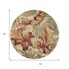 6' Ivory Green And Red Wool Tropical Botanical Hand Tufted Round Rug