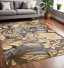 5' X 8' Blue Beige And Green Wool Tropical Botanical Hand Tufted Area Rug