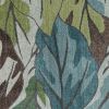 8' X 11' Ivory Blue And Green Tropical Botanical Area Rug
