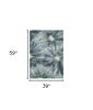 3' X 5' Teal Ivory And Gray Floral Area Rug