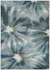 5' X 8' Teal Ivory And Gray Floral Area Rug