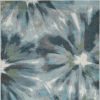 8' X 11' Teal Ivory And Gray Floral Area Rug