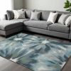 8' X 11' Teal Ivory And Gray Floral Area Rug