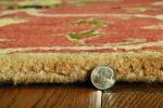 6' Rust Beige And Gray Wool Floral Medallion Hand Tufted Round Rug