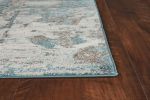 3' X 5' Ivory And Teal Abstract Area Rug