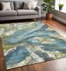 5' X 7' Teal Gray And Green Abstract Area Rug