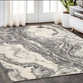 5' X 8' Gray And Ivory Abstract Area Rug