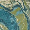 5' X 7' Teal And Beige Abstract Area Rug