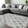 9' X 13' Cream And Charcoal Geometric Area Rug