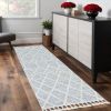 8' Gray and Ivory Abstract Runner Rug