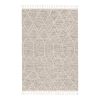 8' X 11' Ivory And Gray Geometric Area Rug With Fringe