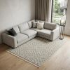 9' X 13' Gray And Ivory Geometric Area Rug With Fringe
