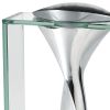 14" Clear Cylinder Aluminum And Crystal Glass Table Vase