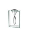 14" Clear Cylinder Aluminum And Crystal Glass Table Vase