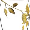 12" Clear And Gold Leaves Oval Crystal Glass Table Vase