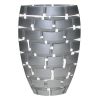 12" Silver And Clear Geometric Oval Lead Free Crystal Table Vase