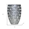 12" Silver And Clear Geometric Oval Lead Free Crystal Table Vase