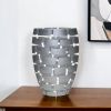 12" Silver And Clear Geometric Oval Lead Free Crystal Table Vase