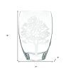 12" Clear And White Tree Of Life Oval Lead Free Crystal Table Vase