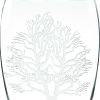 12" Clear And White Tree Of Life Oval Lead Free Crystal Table Vase