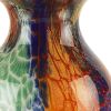 11" Blue Green And Orange Urn Murano Glass Table Vase